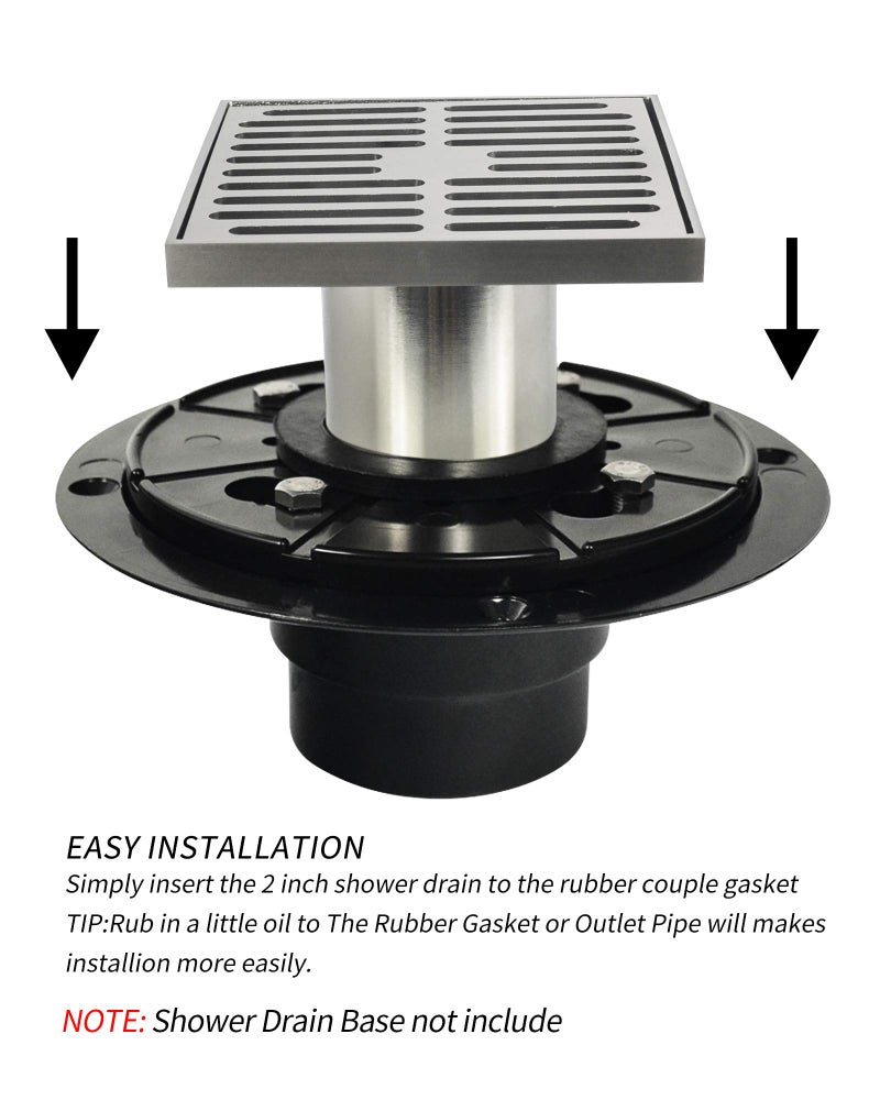 PHASAT Brass Floor Drain Contemporary 4 inches Square, with Removable Strainer,Brushed Nickel,80601N - Image 3